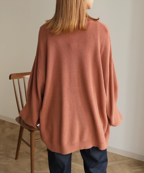 HER CLOSET（ハークローゼット）の「【shemoshelly】コットンブレンドデザインスリーブニットロングカーディガン（カーディガン/ボレロ・レディース・アイボリー/ブラック/テラコッタ/グリーン/ライトブルー・M）」の8枚目の写真