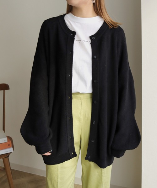 HER CLOSET（ハークローゼット）の「【shemoshelly】コットンブレンドデザインスリーブニットロングカーディガン（カーディガン/ボレロ・レディース・アイボリー/ブラック/テラコッタ/グリーン/ライトブルー・M）」の17枚目の写真