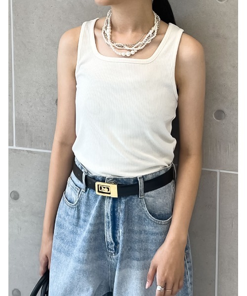 Re:EDIT（リエディ）の「無地テレコリブタンクトップ（タンクトップ・レディース・ホワイト/ブラック系その他/ライトグリーン/ブラック/パープル/グレー/ホワイト系その他・LARGE/MEDIUM）」の2枚目の写真