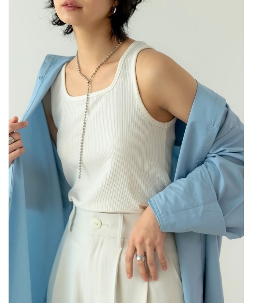 Re:EDIT（リエディ）の「無地テレコリブタンクトップ（タンクトップ・レディース・ホワイト/ブラック系その他/ライトグリーン/ブラック/パープル/グレー/ホワイト系その他・LARGE/MEDIUM）」の11枚目の写真