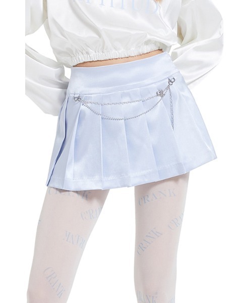CRANK(クランク)の「A'GEM/9 × .kom『CRANK/クランク』SATIN CHAIN TENNIS SKIRT/サテン生地 チェーン付き テニススカート(スカート・レディース・ライトブルー/ブラック・S/M)」の2枚目の写真