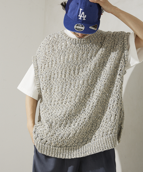 JOURNAL STANDARD relume(ジャーナルスタンダード レリューム)の「テープヤーンダイ ニットベスト(ベスト・メンズ・キナリ/グリーン/ライトブルー・MEDIUM/LARGE)」の5枚目の写真