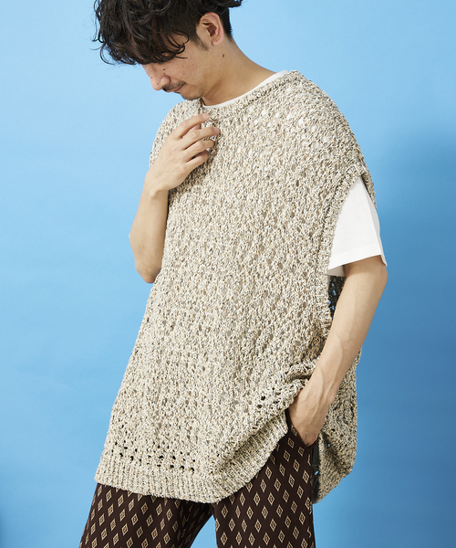 JOURNAL STANDARD relume(ジャーナルスタンダード レリューム)の「テープヤーンダイ ニットベスト(ベスト・メンズ・キナリ/グリーン/ライトブルー・MEDIUM/LARGE)」の18枚目の写真