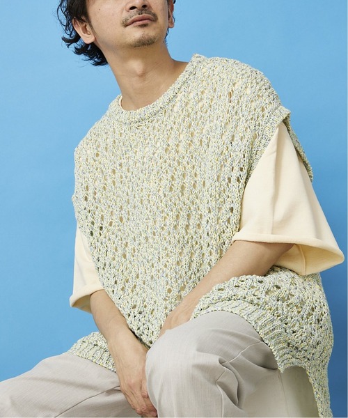 JOURNAL STANDARD relume(ジャーナルスタンダード レリューム)の「テープヤーンダイ ニットベスト(ベスト・メンズ・キナリ/グリーン/ライトブルー・MEDIUM/LARGE)」の3枚目の写真