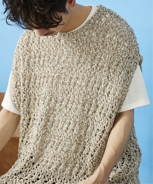 JOURNAL STANDARD relume(ジャーナルスタンダード レリューム)の「テープヤーンダイ ニットベスト(ベスト・メンズ・キナリ/グリーン/ライトブルー・MEDIUM/LARGE)」の2枚目の写真