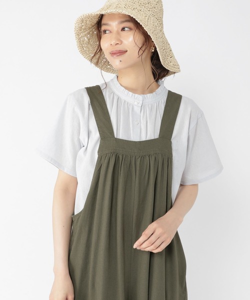 studio CLIP（スタディオクリップ）の「シングルガーゼ襟フリルスリーブブラウス[プラスサイズあり]（Tシャツ/カットソー・レディース・グリーン/ブラック/オフホワイト/アイボリー/ライトブルー/ベージュ/ライトグレー/ラベンダー/ライトグリーン・XXX-LARGE/XX-LARGE/MEDIUM/LARGE/X-LARGE）」の4枚目の写真