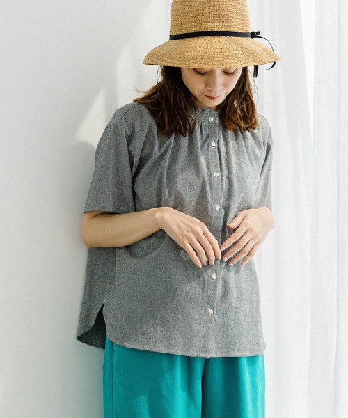 studio CLIP（スタディオクリップ）の「シングルガーゼ襟フリルスリーブブラウス[プラスサイズあり]（Tシャツ/カットソー・レディース・グリーン/ブラック/オフホワイト/アイボリー/ライトブルー/ベージュ/ライトグレー/ラベンダー/ライトグリーン・XXX-LARGE/XX-LARGE/MEDIUM/LARGE/X-LARGE）」の10枚目の写真