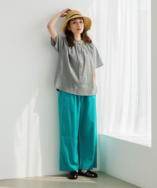 studio CLIP（スタディオクリップ）の「シングルガーゼ襟フリルスリーブブラウス[プラスサイズあり]（Tシャツ/カットソー・レディース・グリーン/ブラック/オフホワイト/アイボリー/ライトブルー/ベージュ/ライトグレー/ラベンダー/ライトグリーン・XXX-LARGE/XX-LARGE/MEDIUM/LARGE/X-LARGE）」の12枚目の写真