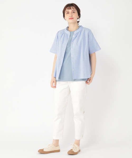 studio CLIP（スタディオクリップ）の「シングルガーゼ襟フリルスリーブブラウス[プラスサイズあり]（Tシャツ/カットソー・レディース・グリーン/ブラック/オフホワイト/アイボリー/ライトブルー/ベージュ/ライトグレー/ラベンダー/ライトグリーン・XXX-LARGE/XX-LARGE/MEDIUM/LARGE/X-LARGE）」の20枚目の写真