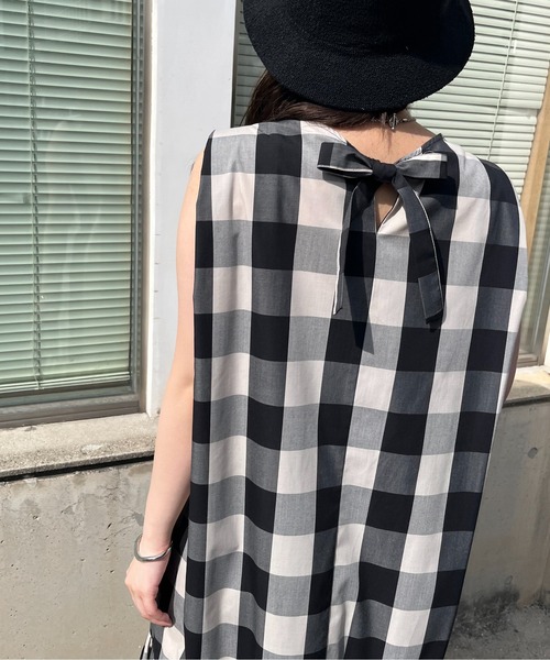 prose verse（プロズヴェール）の「《WEB限定》バックリボンブロックチェックワンピース（ワンピース・レディース・ブラック・MEDIUM）」の10枚目の写真