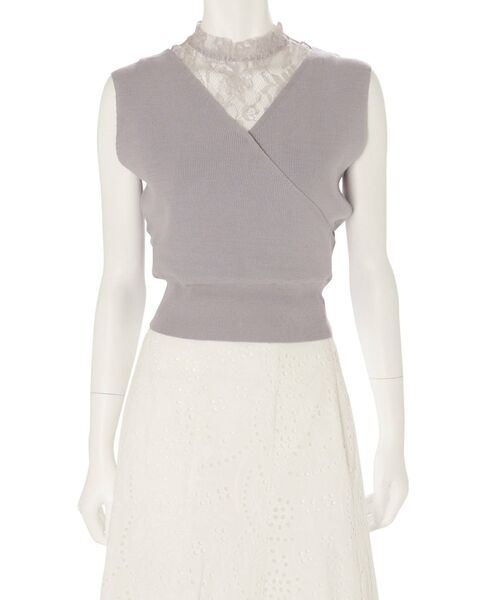 MERCURYDUO（マーキュリーデュオ）の「ノースリレースドッキングカシュクールコンパクトニット（ニット/セーター・レディース・オフホワイト/チャコールグレー/ブラック/ブルー/ラベンダー・FREE）」の13枚目の写真