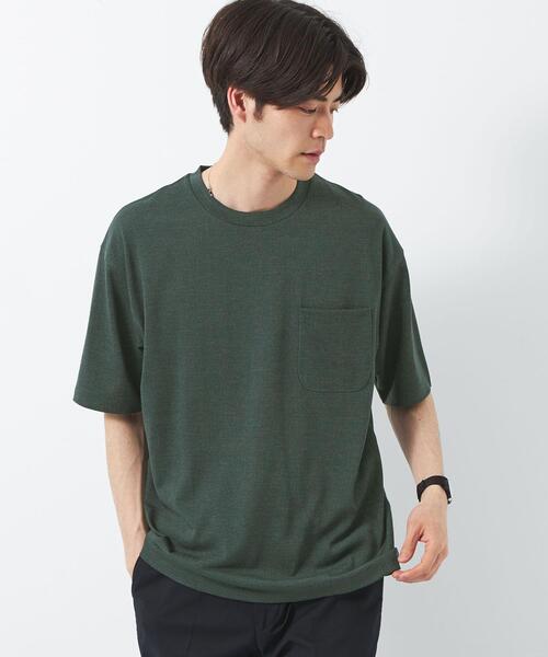 green label relaxing(グリーンレーベルリラクシング)の「CSN ドライウールミックス クルー 半袖 カットソー Tシャツ -ウォッシャブル・吸水速乾-(Tシャツ/カットソー・メンズ・ライトグレー/ダークグリーン/ネイビー/ピンク・S/M/L/XL/XS/XXL)」の9枚目の写真