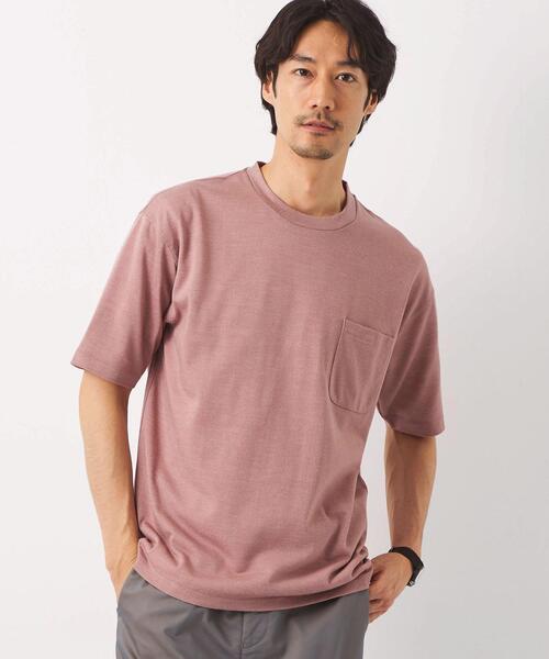 green label relaxing(グリーンレーベルリラクシング)の「CSN ドライウールミックス クルー 半袖 カットソー Tシャツ -ウォッシャブル・吸水速乾-(Tシャツ/カットソー・メンズ・ライトグレー/ダークグリーン/ネイビー/ピンク・S/M/L/XL/XS/XXL)」の15枚目の写真
