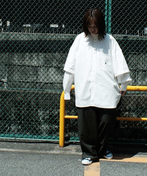 ANGLAN（アングラン）の「ANGLAN / アングラン Wide Layered Oxford Shirt ワイド レイヤード オックスフォードシャツ（シャツ/ブラウス・メンズ・ブルー/ストライプ/ホワイト・FREE）」の6枚目の写真