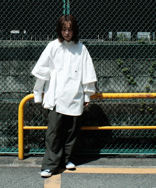 ANGLAN（アングラン）の「ANGLAN / アングラン Wide Layered Oxford Shirt ワイド レイヤード オックスフォードシャツ（シャツ/ブラウス・メンズ・ブルー/ストライプ/ホワイト・FREE）」の7枚目の写真