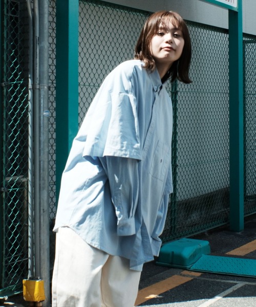 ANGLAN（アングラン）の「ANGLAN / アングラン Wide Layered Oxford Shirt ワイド レイヤード オックスフォードシャツ（シャツ/ブラウス・メンズ・ブルー/ストライプ/ホワイト・FREE）」の8枚目の写真
