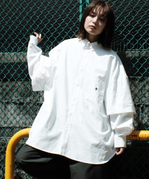 ANGLAN（アングラン）の「ANGLAN / アングラン Wide Layered Oxford Shirt ワイド レイヤード オックスフォードシャツ（シャツ/ブラウス・メンズ・ブルー/ストライプ/ホワイト・FREE）」の19枚目の写真