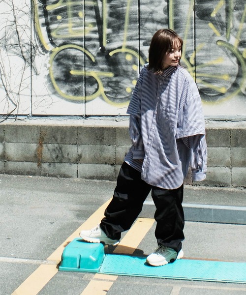 ANGLAN（アングラン）の「ANGLAN / アングラン Wide Layered Oxford Shirt ワイド レイヤード オックスフォードシャツ（シャツ/ブラウス・メンズ・ブルー/ストライプ/ホワイト・FREE）」の16枚目の写真