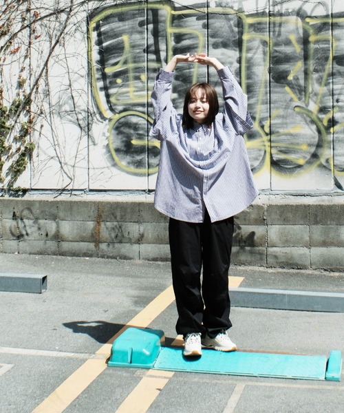 ANGLAN（アングラン）の「ANGLAN / アングラン Wide Layered Oxford Shirt ワイド レイヤード オックスフォードシャツ（シャツ/ブラウス・メンズ・ブルー/ストライプ/ホワイト・FREE）」の18枚目の写真