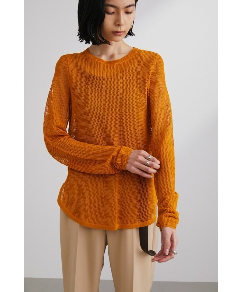 STYLEMIXER(スタイルミキサー)の「メッシュロングスリーブニット(ニット/セーター・レディース・オレンジ/ライトベージュ/チャコールグレー・FREE)」の9枚目の写真