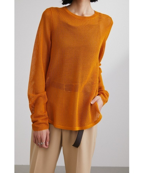 STYLEMIXER(スタイルミキサー)の「メッシュロングスリーブニット(ニット/セーター・レディース・オレンジ/ライトベージュ/チャコールグレー・FREE)」の6枚目の写真