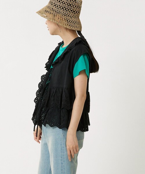 FREAK'S STORE（フリークスストア）の「スカラップレースノースリーブブラウス（シャツ/ブラウス・レディース・ブラック/オフホワイト/オリーブ・ﾌﾘ-）」の9枚目の写真