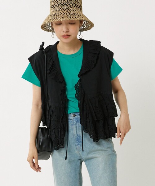 FREAK'S STORE（フリークスストア）の「スカラップレースノースリーブブラウス（シャツ/ブラウス・レディース・ブラック/オフホワイト/オリーブ・ﾌﾘ-）」の10枚目の写真