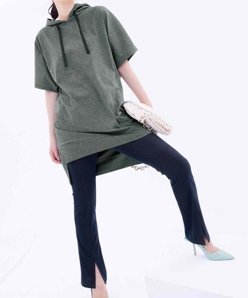 RANAN(ラナン)の「フード付チュニック(Tシャツ/カットソー・レディース・チャコール/ターコイズブルー/ホワイト・L/M/LL)」の6枚目の写真