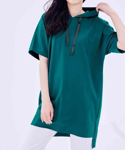 RANAN(ラナン)の「フード付チュニック(Tシャツ/カットソー・レディース・チャコール/ターコイズブルー/ホワイト・L/M/LL)」の9枚目の写真