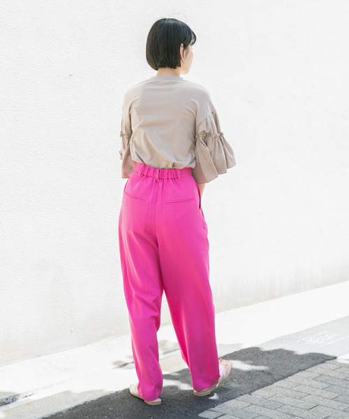 KBF（ケイビーエフ）の「センタープレスWIDEスラックス（スラックス・レディース・ブルー/ピンク/ネイビー/イエロー・ONE）」の5枚目の写真