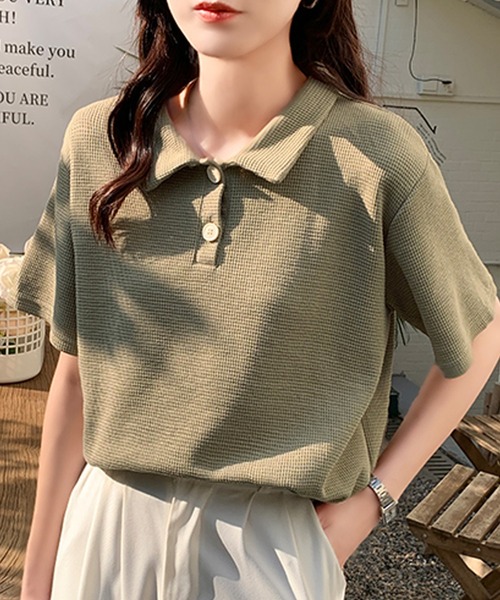 セール】ワッフルポロシャツ（Tシャツ/カットソー）｜Girly Doll