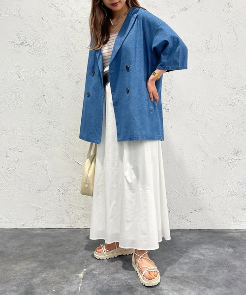 apres jour mignon(アプレジュールミニョン)の「デニムシャツジャケット【ZOZOTOWN限定アイテム】(テーラードジャケット・レディース・ダークブルー/ブルー・X-LARGE/フリー)」の6枚目の写真