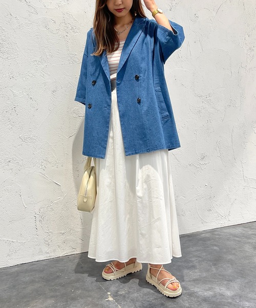 apres jour mignon(アプレジュールミニョン)の「デニムシャツジャケット【ZOZOTOWN限定アイテム】(テーラードジャケット・レディース・ダークブルー/ブルー・X-LARGE/フリー)」の8枚目の写真