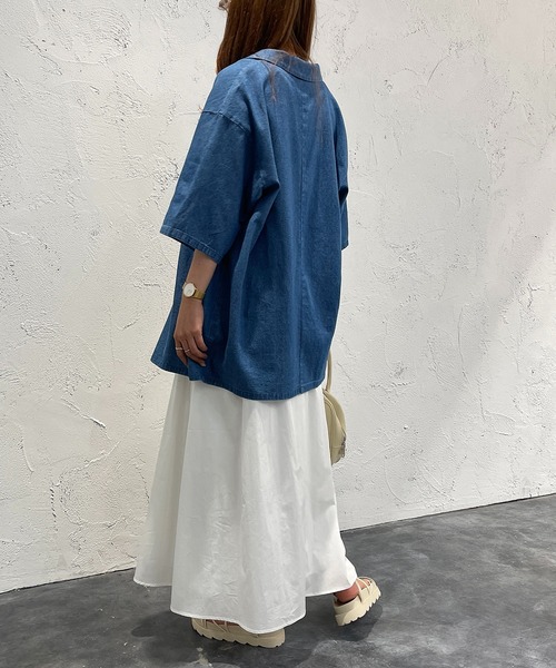 apres jour mignon(アプレジュールミニョン)の「デニムシャツジャケット【ZOZOTOWN限定アイテム】(テーラードジャケット・レディース・ダークブルー/ブルー・X-LARGE/フリー)」の13枚目の写真