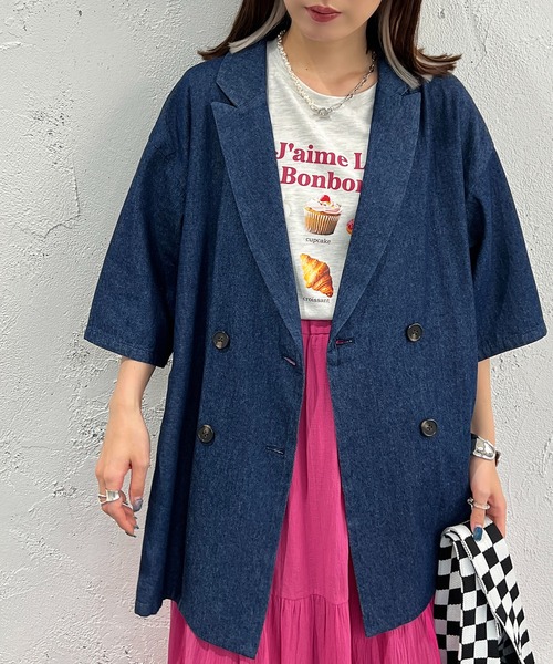 apres jour mignon(アプレジュールミニョン)の「デニムシャツジャケット【ZOZOTOWN限定アイテム】(テーラードジャケット・レディース・ダークブルー/ブルー・X-LARGE/フリー)」の14枚目の写真