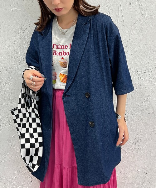 apres jour mignon(アプレジュールミニョン)の「デニムシャツジャケット【ZOZOTOWN限定アイテム】(テーラードジャケット・レディース・ダークブルー/ブルー・X-LARGE/フリー)」の12枚目の写真