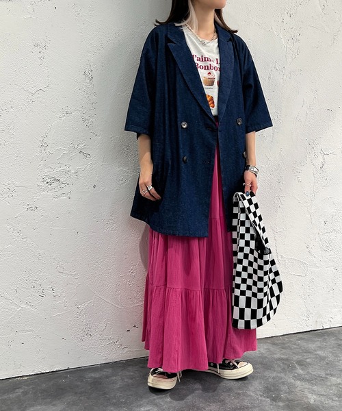 apres jour mignon(アプレジュールミニョン)の「デニムシャツジャケット【ZOZOTOWN限定アイテム】(テーラードジャケット・レディース・ダークブルー/ブルー・X-LARGE/フリー)」の7枚目の写真