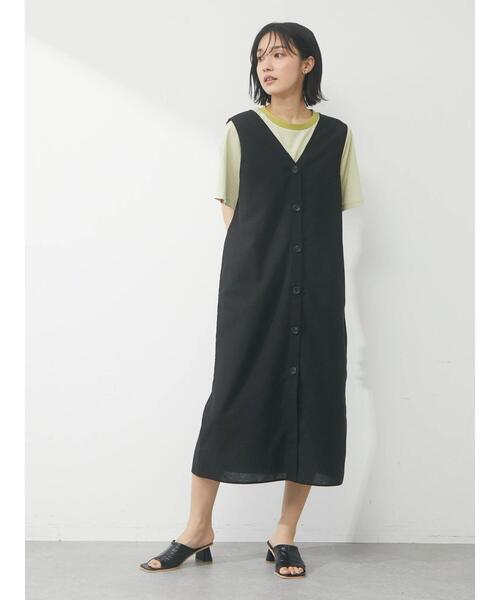 Green　Parks（グリーンパークス）の「Iラインロングジャンスカ（ワンピース・レディース・ブラック/ベージュ・FREE）」の8枚目の写真