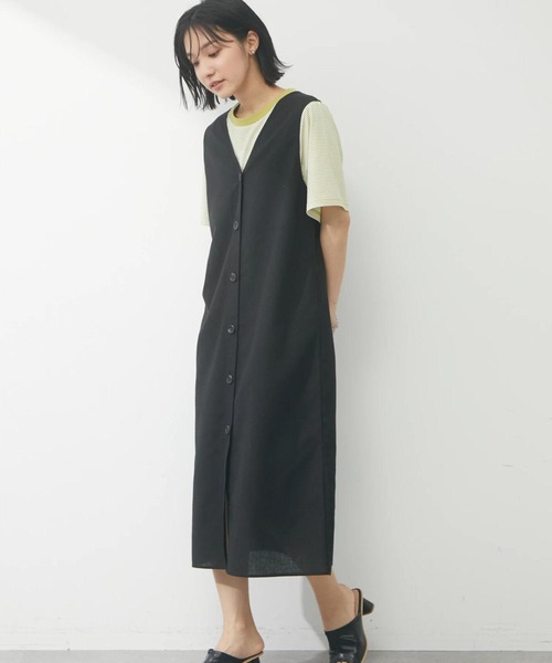 Green　Parks（グリーンパークス）の「Iラインロングジャンスカ（ワンピース・レディース・ブラック/ベージュ・FREE）」の2枚目の写真