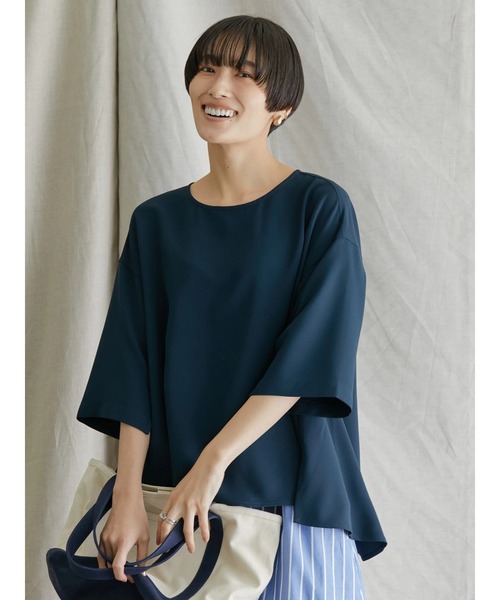 AMERICAN HOLIC（アメリカンホリック）の「サラックスサイドスリットブラウス（シャツ/ブラウス・レディース・ネイビー/アイボリー・L/M）」の5枚目の写真