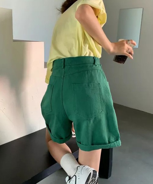 Auntie Rosa(アンティローザ)の「デニムショートパンツ(デニムパンツ・レディース・ホワイト/グリーン・FREE)」の4枚目の写真