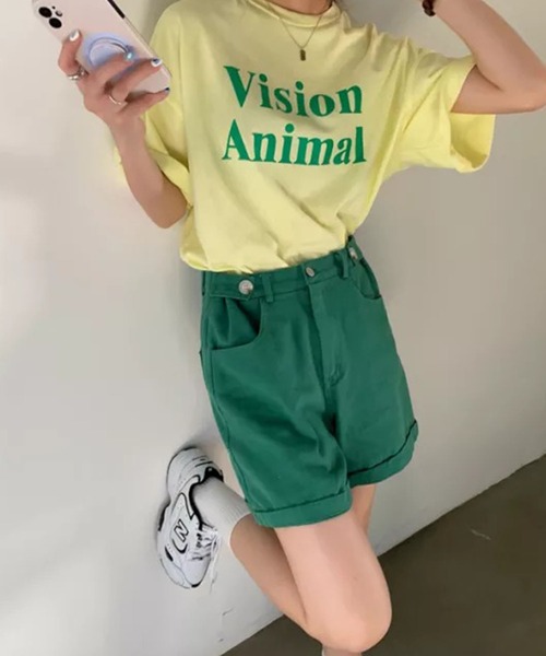 Auntie Rosa(アンティローザ)の「デニムショートパンツ(デニムパンツ・レディース・ホワイト/グリーン・FREE)」の10枚目の写真