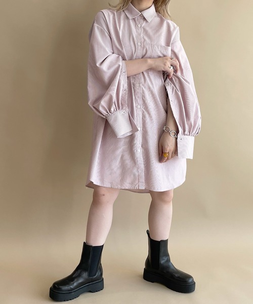 w closet（ダブルクローゼット）の「刺繍入りオープンスリーブシャツ（シャツ/ブラウス・レディース・ブラウン/サックスブルー/ブラック×ホワイト/オフホワイト・FREE）」の5枚目の写真