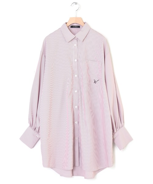 w closet（ダブルクローゼット）の「刺繍入りオープンスリーブシャツ（シャツ/ブラウス・レディース・ブラウン/サックスブルー/ブラック×ホワイト/オフホワイト・FREE）」の16枚目の写真