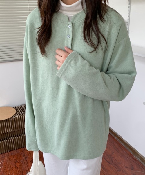 Diosfront（ディオスフロント）の「ヘンリーネックロングスリーブTシャツ（Tシャツ/カットソー・レディース・イエロー/グリーン/ブラック/ネイビー・M/L）」の13枚目の写真