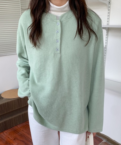 Diosfront（ディオスフロント）の「ヘンリーネックロングスリーブTシャツ（Tシャツ/カットソー・レディース・イエロー/グリーン/ブラック/ネイビー・M/L）」の14枚目の写真