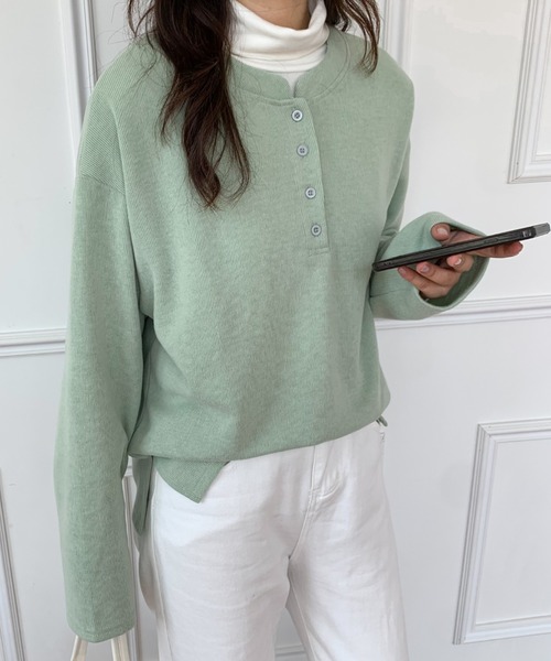 Diosfront（ディオスフロント）の「ヘンリーネックロングスリーブTシャツ（Tシャツ/カットソー・レディース・イエロー/グリーン/ブラック/ネイビー・M/L）」の15枚目の写真