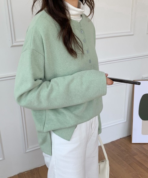 Diosfront（ディオスフロント）の「ヘンリーネックロングスリーブTシャツ（Tシャツ/カットソー・レディース・イエロー/グリーン/ブラック/ネイビー・M/L）」の19枚目の写真