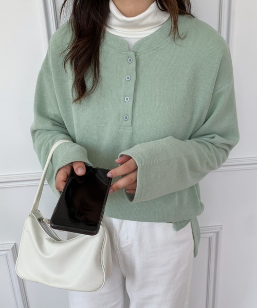 Diosfront（ディオスフロント）の「ヘンリーネックロングスリーブTシャツ（Tシャツ/カットソー・レディース・イエロー/グリーン/ブラック/ネイビー・M/L）」の20枚目の写真