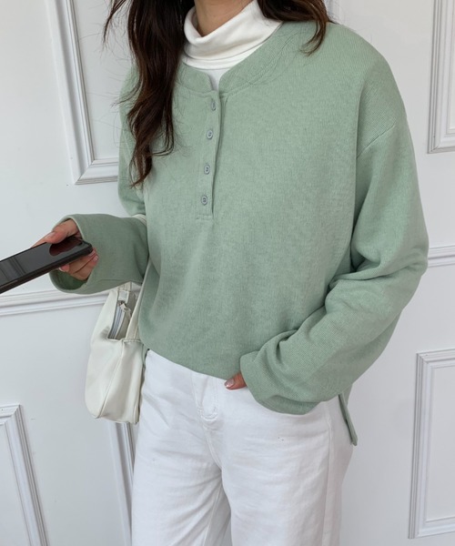 Diosfront（ディオスフロント）の「ヘンリーネックロングスリーブTシャツ（Tシャツ/カットソー・レディース・イエロー/グリーン/ブラック/ネイビー・M/L）」の22枚目の写真